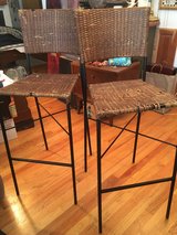 2 Wicker & Metal Bar Stools in Bolingbrook, Illinois