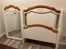Girls Twin Bed Headboard & Footboard with Matching Mirror Floral in Plainfield, Illinois