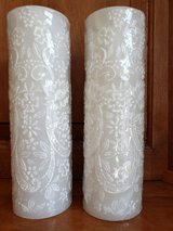 White "Traditional Bridal Lace" 9" Pillar Candles (pair) in Batavia, Illinois