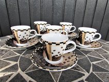 Set of 6 Espresso Coffee Cups with Matching Saucers in Ramstein, Germany