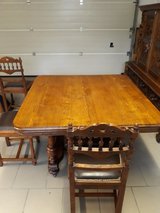 Antique French Oak Table with Six Chairs in Ramstein, Germany