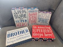 Superhero wood kids room decor in Okinawa, Japan