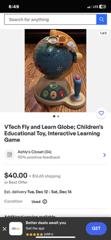 VTech fly and learn globe in Warner Robins, Georgia