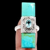 New - Sleeping Beauty Turquoise and Blue Topaz 925 Sterling Silver Ring - Size 7 in Alamogordo, New Mexico