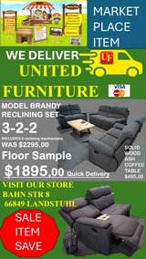 U.F.- BRANDY  Living Set 3-2-2  with 6 reclining functions FLOOR SAMPLE in Fort Belvoir, Virginia