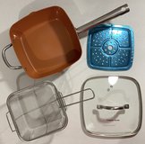 Like New! 4pc Sorandy Copper Cook deep 6 Qt Roast Fry Pan /Pot Steamer in Westmont, Illinois
