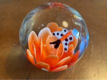 Art Glass Paperweight Orange Flower With A Butterfly in Fort Campbell, Kentucky