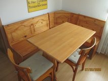Wooden Corner bench, table and two seats in Ramstein, Germany