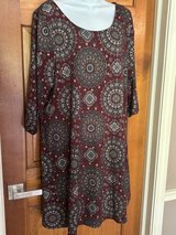 Paisley Print Long Tunic Top/Dress with Criss Cross Back - 1X in St. Charles, Illinois