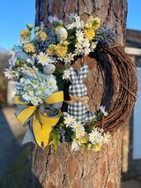 Blue & Yellow Bunny Wreath in Kingwood, Texas