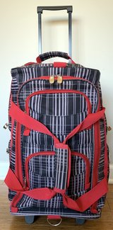 Duffle bag style carry on suitcase - plaid soft sided rolling luggage in Naperville, Illinois