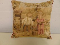 Small Tapestry & Red Velvet Pillow in Plainfield, Illinois
