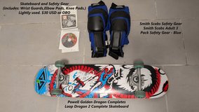 Skateboard and Safety Gear (Wrist Guards, Elbow Pads, Knee Pads) in Wiesbaden, GE