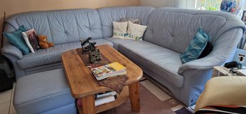Powder Blue Leather Couch in Ramstein, Germany