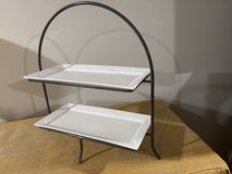 Crate & Barrel 2-Tier Server with Trays in Glendale Heights, Illinois