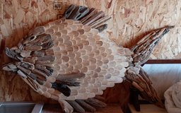 Large wooden fish decoration in Alamogordo, New Mexico