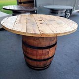 Custom-Made Rustic Wine Barrel Table Light Pine Stain in Glendale Heights, Illinois