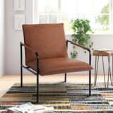 Brown Leather Mid Century Modern Accent Chair, PU Leather Upholstery, Full Metal Frame / Arms Qty 8 in Glendale Heights, Illinois