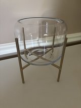 New World Market Clear Glass Hurricane with Gold Stand in Aurora, Illinois
