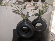 Two Black Vases w artificial plants in Alamogordo, New Mexico