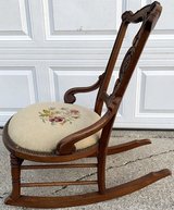 Antique Wood childs Rocking Chair - Needle Point studded seat in Wheaton, Illinois