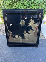 Chinoiserie Style Black Lacquer Cabinet in Oswego, Illinois