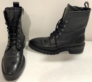 Zara black leather Combat Boots - Studded Tongue - Women's Size: 37EU / 6 US *EUC* in Naperville, Illinois