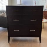 West Elm Narrow Leg Espresso Chocolate 4 Drawer Dresser with Nickel Hardware in Wheaton, Illinois