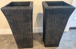 Set of 2 Wicker / Rattan Indoor / Outdoor Planters - 15 x 15 x 30"H *EUC* in Westmont, Illinois