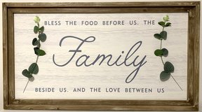 Framed Wall Art - Distressed bro frame & face - Family - 29.5"x16" *EUC in Naperville, Illinois