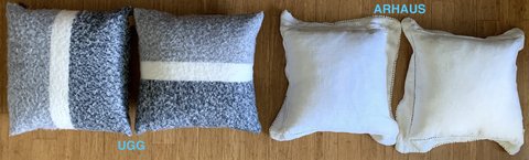 Set of 2 Feathers/Down 19x19" UGG -OR- Arhaus Throw Pillows *EUC* $15 per Set of 2** in Naperville, Illinois