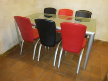 glass dining table and 6 chairs in Ramstein, Germany