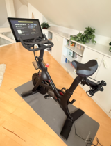 Peloton Bike with upgraded saddle and hand-weights in Stuttgart, GE