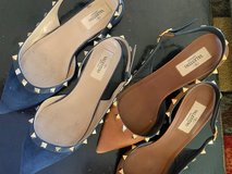 Valentino slingbacks one kitten heel one flat both size 7 in Okinawa, Japan