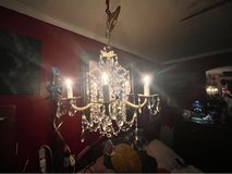 price reduced- vintage Spanish chandelier small with French crystals in Warner Robins, Georgia