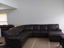 Natuzzi Leather Sectional with Chaise Lounge attached in Aurora, Illinois