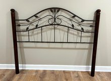 VINTAGE QUEEN SIZE HEADBOARD - WOOD & WROUGHT IRON in Sugar Grove, Illinois