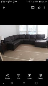 Natuzzi Leather Sectional Couch (Sofa) with Chaise Lounge attached in Oswego, Illinois