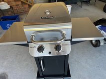Slightly Used Stailess CharBroil 2 burner gas Grill with Gas Bottle in Camp Lejeune, North Carolina