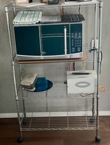 Microwave oven with storage rack and step up transformer in Okinawa, Japan