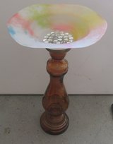 Amber Glass Base with Beautiful Glass Bowl Bird Bath in Warner Robins, Georgia