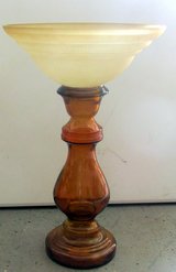 Amber Glass Base with Cream Glass top Bird Barh in Warner Robins, Georgia