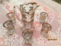 EAPG ANTIQUE 1911 INDIANA GLASS PITCHER & 5 TUMBLERS PANELLED STRAWBERRY in Warner Robins, Georgia