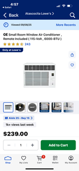 GE 6000 BTU Window AC with remote in Kingwood, Texas