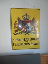 Bavaria Post Anniversary Metal Enamel Sign Large in Ramstein, Germany