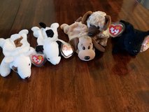 5 MINT Ty Beanie Baby Dogs Butch Spot Bones Odie Scottie w/Hang & Tush Tags in Warner Robins, Georgia