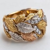 Elegant Golden-Tone Leaf & Zirconia Ring for Women in Fort Knox, Kentucky