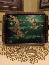 beautiful tray with gold inlet, signed in Fort Polk, Louisiana