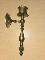 Vintage brass wall candle holder glass shade in Ramstein, Germany