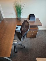 modern office desk with file cabinet and desk chair in Naperville, Illinois